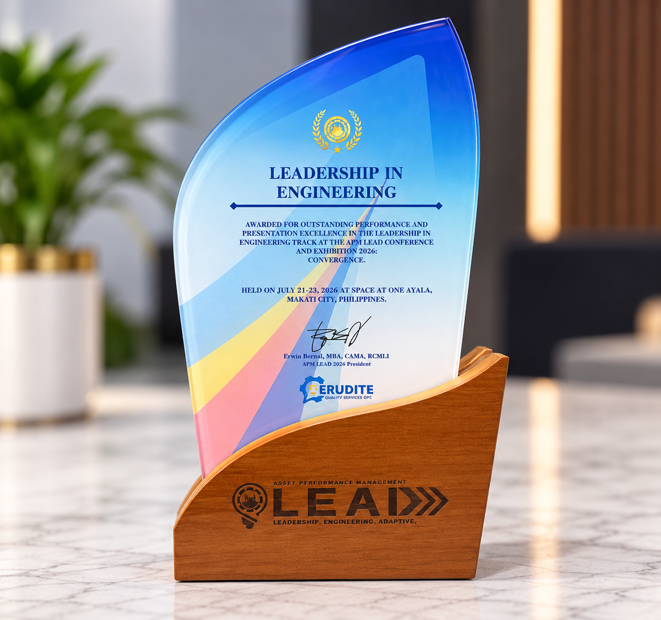 Leadership in Engineering award trophy, APM LEAD Conference and Exhibition 2026