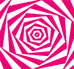 Abstract pink geometric spiral illustration